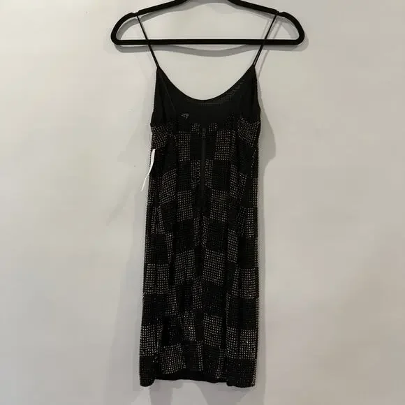 Alice and Olivia Nelle Embellished Rhinestone Mini Dress Black Size 2 NWT